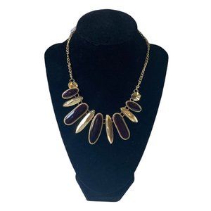 Charming Charlie, Gold Toned, Dark Purple Statement Necklace